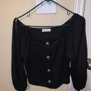 Off the should black crop top